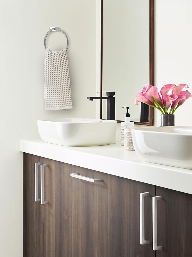 Amerock BH3608226 | Chrome Towel Bar | 6-1/2 in (165 mm) Length Towel Holder | Monument | Hand Towel Holder for Bathroom Wall | Small Kitchen Towel Holder | Bath Accessories