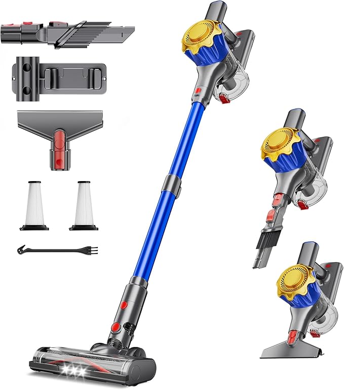 Cordless Vacuum Cleaner, 580W 50Kpa Powerful Stick Vacuum, Up to 70Mins Rechargeable Battery, Vacuum Cleaners for Home Anti-Tangled Lightweight Handheld for Hardwood Floor, Carpets, Pet Hair
