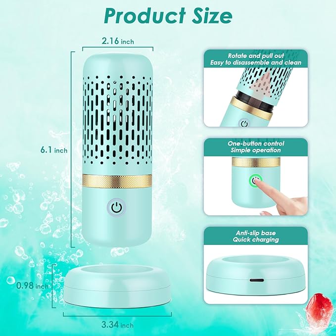 Cudinham Fruit and Vegetable Purifier Cleaner Washing Machine Upgraded Capsule Shape Disinfection OH-ion Purification Technology for Cleaning Grains Rice Meat Seafood, Blue Turquoise