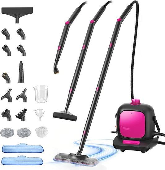 All-in-1 Steam Cleaner with 25 PSI High-Pressure Boiler, 21-Piece Accessory Kit, Portable Handheld & Floor Steamer for Tiles, Grout, Furniture and Car, Chemical-Free Deep Cleaning,3 Colors Selection