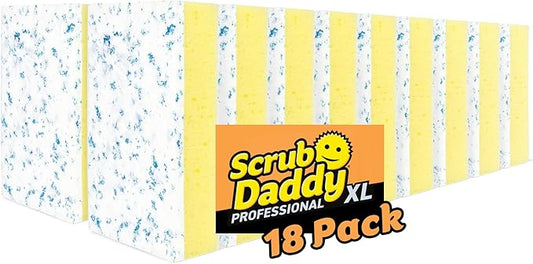 Scrub Daddy Eraser Daddy XL - Large Melamine Foam Sponges for Cleaning - Dual-Sided White Eraser Sponges for Wall Cleaning - Removes Dirt & Scuffs - Water-Activated (18 Count)