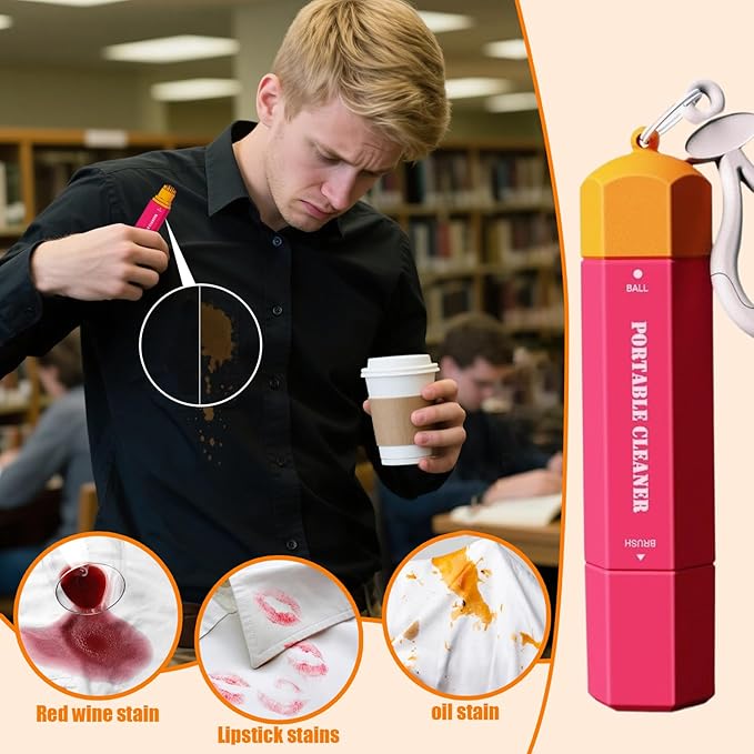 Stain Remover Pen, Double Head Instant Treater Sticks, Stain Removers Pen for Clothes, Multipurpose Wash Free Stains Removers Pens, Spot Cleaner, 15ml Portable Pens Stains Remover for Shirt, Red