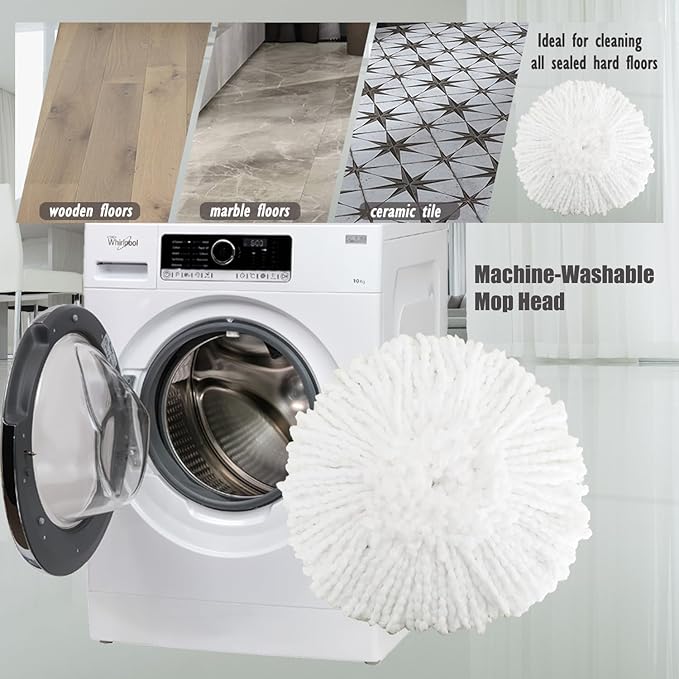 4 Pack Mop Replacement Heads Compatible with 1 Tank System Microfiber Spin Mop Replace Head Mop Refills Safe for Deep Cleaning All Hard-surfaced Floors