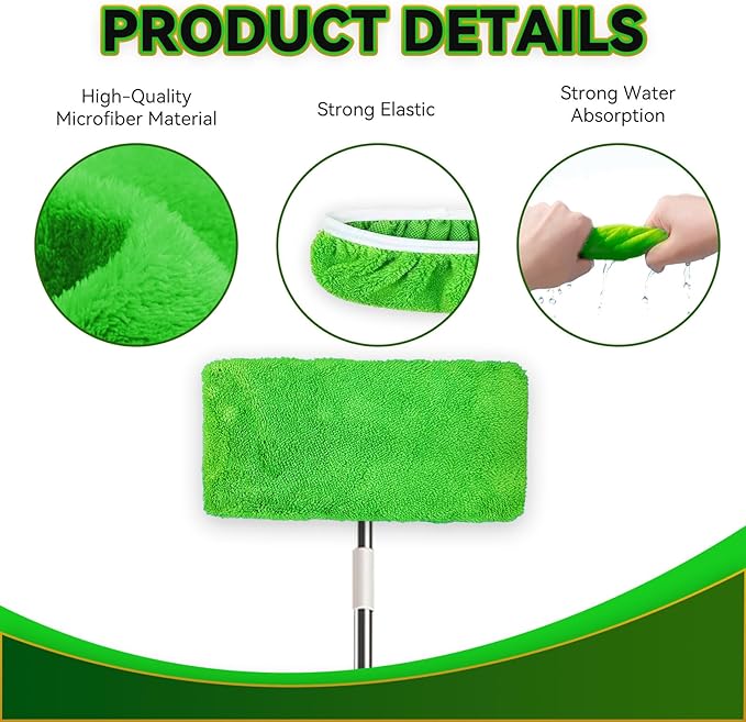 6 Pack Reusable Microfiber Mop Pads Compatible with Swiffer Sweeper, Washable Dry Sweeping Cloths and Wet Pads Refill for Hardwood Surface Floor Cleaning (Mop is Not Included)