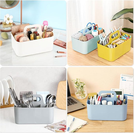 Multiuse Caddy Organizer with Handle - Stackable Plastic Tote Bin - Art Craft Supplies, Office, Desk, Stationery Pen Holder, Kitchen, Utensil, Makeup, Bathroom, Shower, Cleaning, Dorm Organizer - Mint