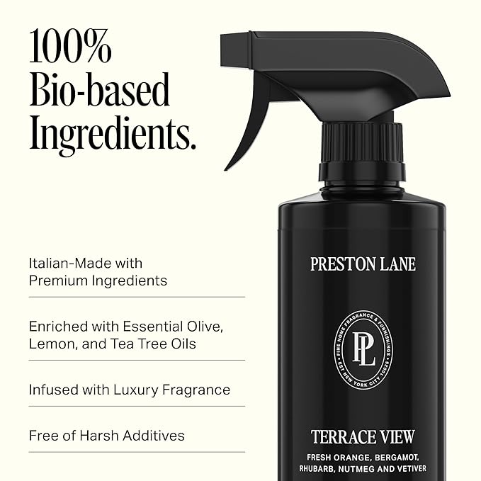 Preston Lane Luxury All-Purpose Cleaner, Terrace View Scent – Bio-Based Multi-Surface Spray | Streak-Free Finish, Lifts Dirt, Smudges & Grease | Vegan & Cruelty-Free