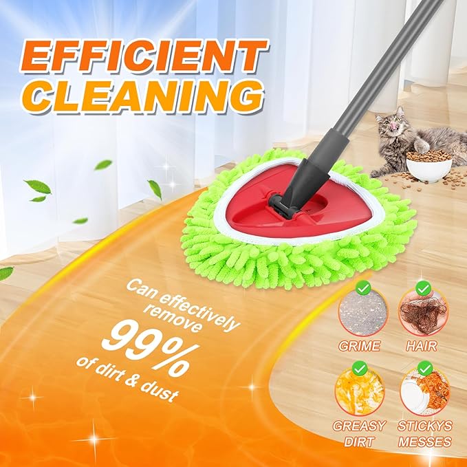 2 Pack Mop Pads Compatible with O-Cedar Easy Wring 1-Tank Spin Mop System, Hardwood Floor Cleaning, Green