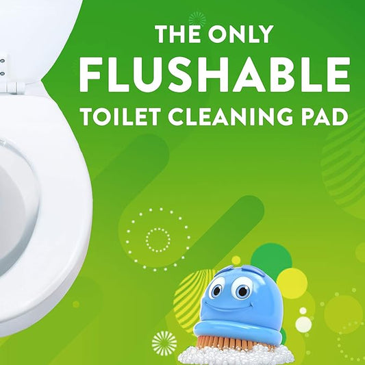Scrubbing Bubbles Toilet Bowl Cleaning System with Flushable & Disposable Cleaner Refill Pads, Fights Odors and Helps Remove Limescale & Hard Water Stains, Citrus Scent, 1 Wand + 4 Refills + 1 Stand