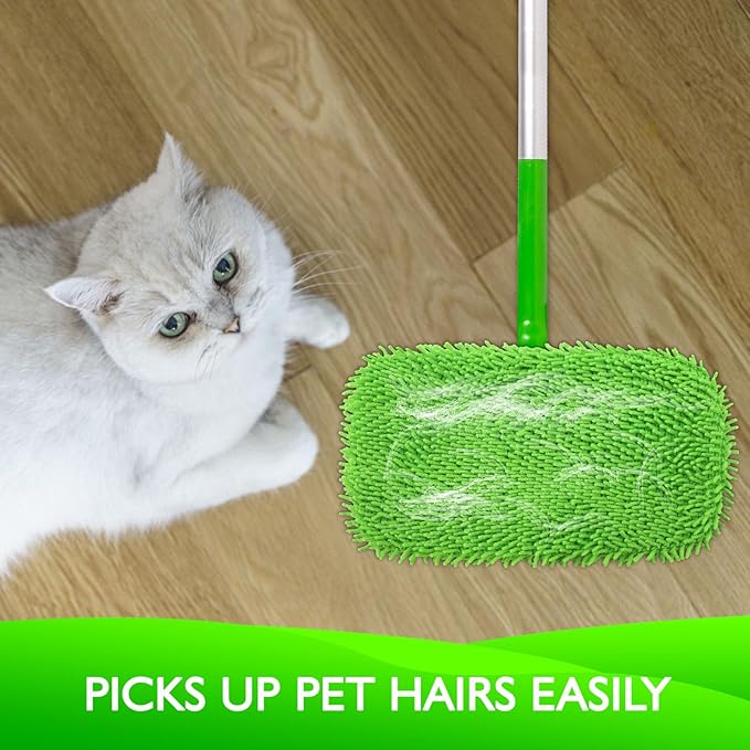 Reusable Microfiber Mop Pads Compatible with Swiffer Sweeper- 4 Pack Dry Sweeping Cloths & Wet Mopping Cloths - Washable Wet Pads Refill for Mopping Floors (Mop is not Included)