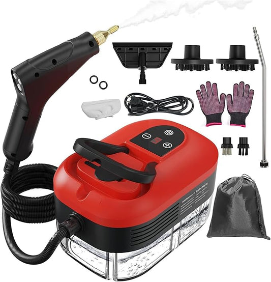 Steam Cleaner for Home, 15s Heat-Up, 1.2L Water Tank, 6-Level Adjustable Handle, Handheld Steam Cleaner for Car Detailing, Dirt, Furniture, Couch, Floor Tile, Bathroom, Bed Bugs, 9Pcs Accessories