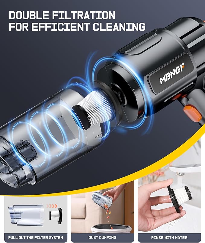 Car Vacuum Portable Cordless,35000PA High Power Suction & Blower, Handheld Vacuum Cleaner for Car, Home, Desktop, Keyboard,Birthday Gifts for Men Dad Husband(Tungsten Black)