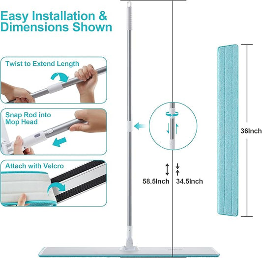 JOYMOOP 36 Inch Commercial Dust Mop for Hardwood Floors, Heavy Duty Industrial Wet Dry Mops with Telescopic Handle, Includes 5 Microfiber Mop Pads