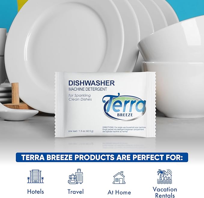 Terra Breeze Automatic Dishwasher Detergent Powder,1.5 oz. Individually Wrapped Packets (50 packs)