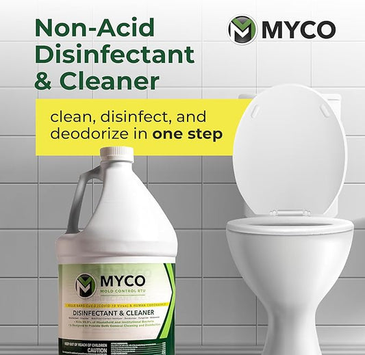 Myco Mold Control RTU – Ready-to-Use EPA-Registered Hospital Grade Disinfectant & Cleaner, Quat Formula for Mold Remediation & Bacteria Control, Commercial & Residential Use, 4 Gallon