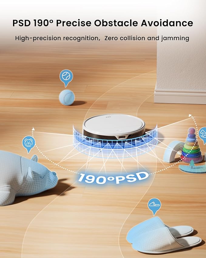 OKP K5 Ultra Robot Vacuum and Mop Combo,2.9 inch Small Robot Vacuum with ToF LiDAR Navigation,170Min Runtime,PSD Obstacle Avoidance,Automatic Charging,WiFi/App/Alexa Control, for Pet Hair and Home