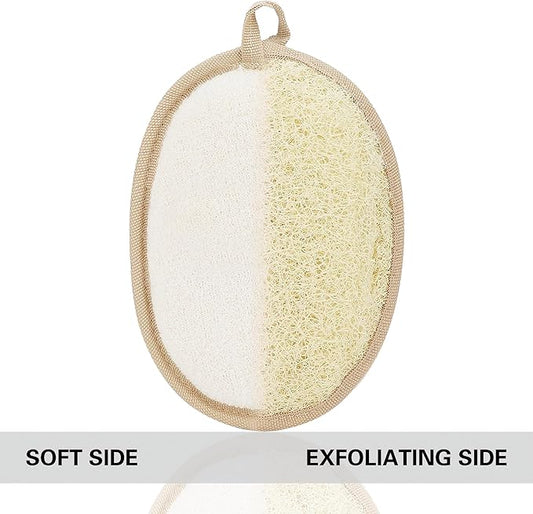 Natural Loofah Exfoliating Body Scrubber Pads, Bath Loofah for Women & Men, 100% Plant-Based Shower Luffa Sponge (3-Pack)