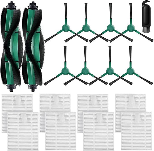 Accessories Kit Compatible with iRobot Roomba 104/105 Vac & Combo, Essential Q0120, Q0520, Y0110, Y0140, Q011 Robot Vacuum Replacement Parts,2 Main Brush, 8 Side Brush, 8 HEPA Filter (18 Pack)