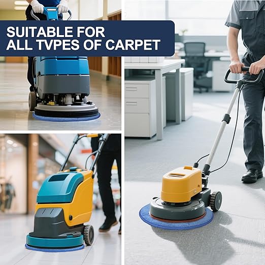 3PK 19inch Comerical Grade Microfiber Carpet Bonnet Pads， Durable and Absorbent Buffing Pad Cleaning Scrubber Brush Carpet Bonnets Pads Mounts to Any Traditional Pad Driver