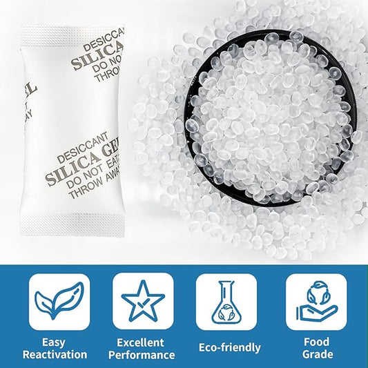 MakMeFre 50Gram(10Packets) Food Grade Moisture Absorbers Silica Gel Packs Desiccant for Moisture Storage Control
