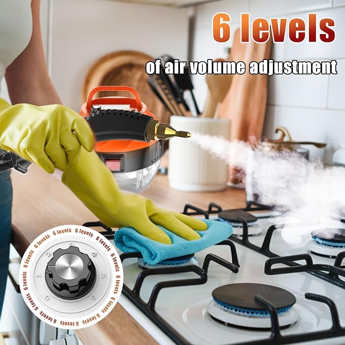2500W Steam Cleaner for Home, High Pressure Handheld Steam Cleaner with 6-gears Adjustable, Portable Steamer for Cleaning Car Upholstery Tile Grout Home