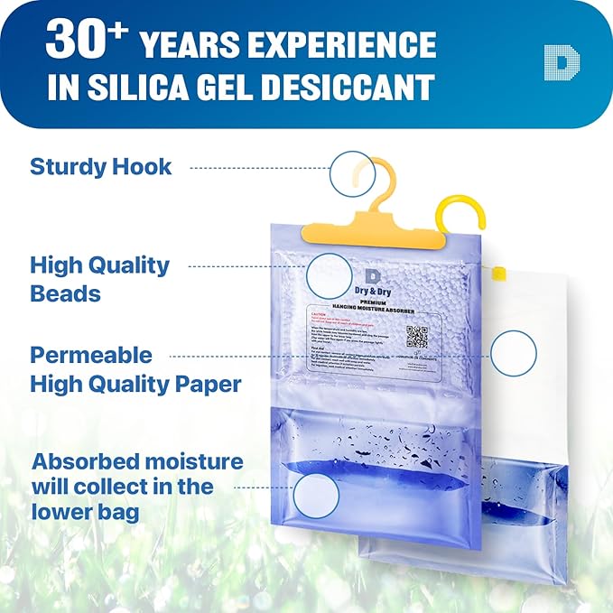 Dry & Dry 4 Pack Premium Moisture Absorbers for Home, Basement & Bedroom - Small Dehumidifiers