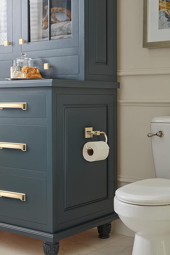 Amerock BH36071BBZ | Golden Champagne Single Post Toilet Paper Holder | 6-5/16 in. Length Toilet Tissue Holder | Appoint | Bath Tissue Holder | Bathroom Hardware | Bath Accessories