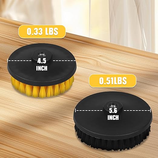 4 Packs Replacement Brush Heads for Mellif Spin Scrubber, 2-Pack 4.5’’ & 2-Pack 5.6’’ Hard Bristle Brush, Multi-Surface Cleaning, Easy Installation