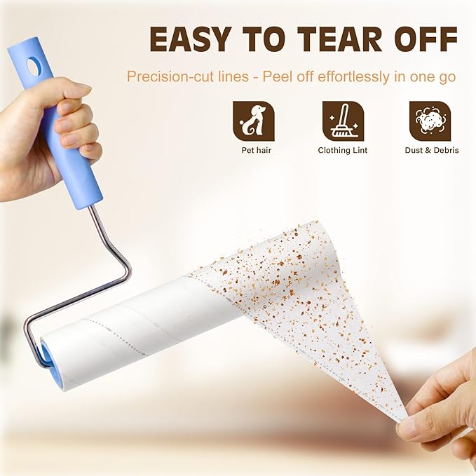 BEAH Lint Roller Refills (5 Packs 450 Sheets) Lint Rollers for Pet Hair Extra Sticky Refills,9.45 Inch Pet Hair Remover,Lint Roller Cleaning for Clothes,Furniture and Carpet,Easy to Tear