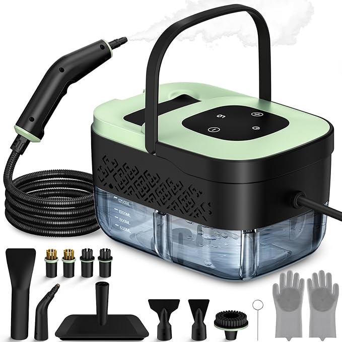 Steam Cleaner, Portable Steamer for Cleaning with 15pcs Accessories, 6-Level Adjustable, 15s Heat-Up, Handheld Steam Cleaner for Home, Tile, Grease, Dirt, Car Detailing, Christmas Gifts for Women, Men