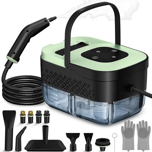Steam Cleaner, Portable Steamer for Cleaning with 15pcs Accessories, 6-Level Adjustable, 15s Heat-Up, Handheld Steam Cleaner for Home, Tile, Grease, Dirt, Car Detailing, Christmas Gifts for Women, Men