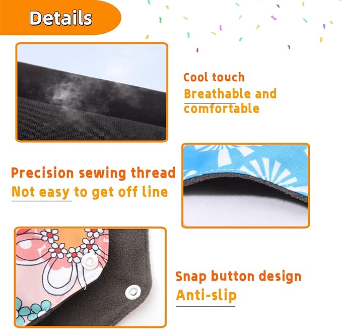 Reusable Incontinence Pads,Washcloth Cloth Menstrual Pads,7pcs/Set,Pack of 6+1 Storage Bag,Panty Liners,Heavy Flow Mama Sanitary Napkins