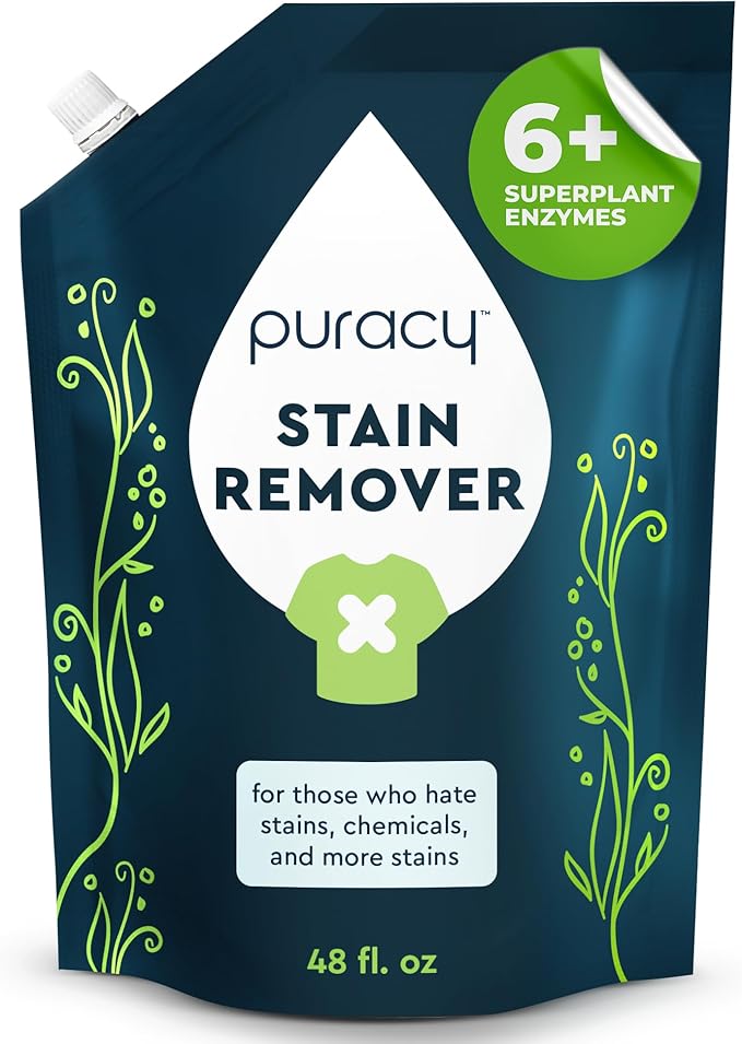 Puracy Stain Remover, Natural Travel and Laundry Stain Cleaner for Clothes, Baby Essentials, Kids Stains, Oil and Fabric Spot Cleaner, Unscented (Stain Remover Spray, 48 fl oz)