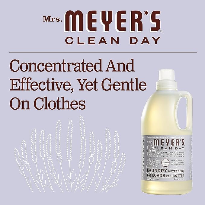 Mrs. Meyer’s Clean Day Lavender Laundry Detergent Concentrated Loads Per Bottle 64 Fl Oz (Pack of 5)