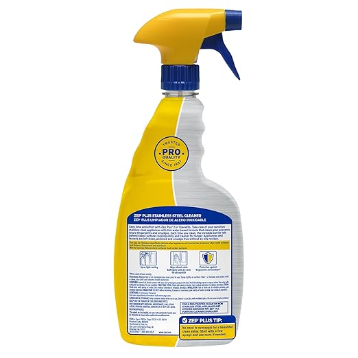 Zep Plus Stainless Steel Cleaner - 32 Fl OZ - R53512-2-in-1 benefits clean while preventing future fingerprints and smudges.