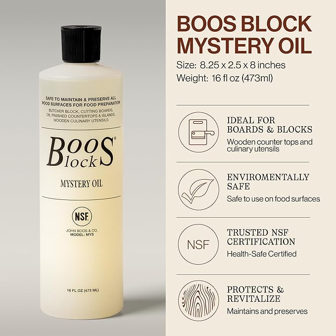 John Boos 2-Piece Care Set, 16 oz Mystery Oil & 5 oz Board Cream - All-Natural Maintenance Formula for Butcher Blocks, Cutting Boards, Wooden Countertops & Wood Utensils