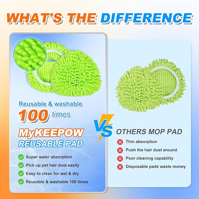 2 Pack Mop Pads Compatible with O-Cedar Easy Wring 1-Tank Spin Mop System, Hardwood Floor Cleaning, Green