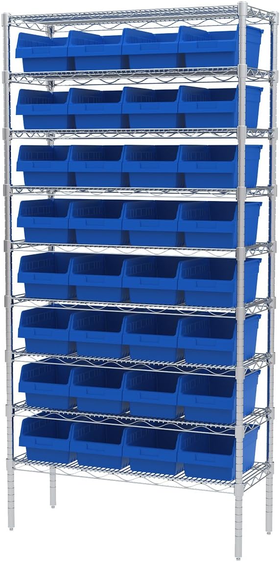 Akro-Mils 30080 ShelfMax Plastic Nesting Shelf Bin Box, 12-Inch L by 8-Inch W by 6-Inch H, Blue, Case of 8