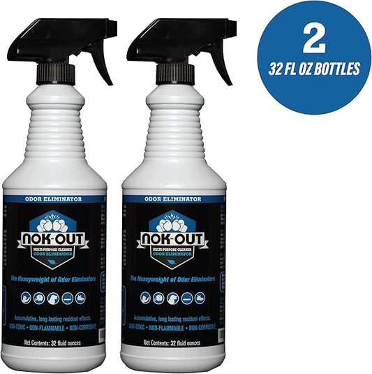 NOK OUT Odor Remover, Pet Deodorizer and Cleaning Spray, Made in the USA, 32 Fluid Ounce Spray, 2-Pack