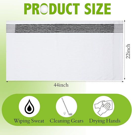 Buryeah Golf Towel 22 x 44 Inch Cotton Golf Caddy Towel Camping Large for Caddies Golfers Tour Players Club with Stripe