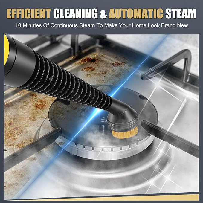 Pressurized Handheld Steam Cleaner for home with Safety Lock, 450ML/15.22OZ Tank & 10 Accessories, Multi-Surface Portable Steam Cleaner for Car,Furniture, Floor, Kitchen-Removes Stubborn Grime