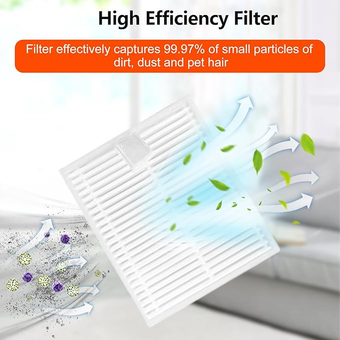 18 Pack Replacement Parts for ILIFE A30 A30 Pro Robot Vacuum Cleaner, Accessories Kit with 1 Main Brush 4 Dust Bag 4 HEPA Filter 4 Mop Pad 4 Side Brush1 Cleaning Brush