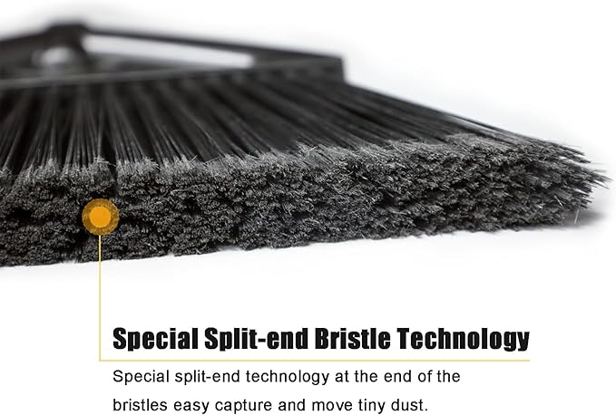 Heavy Duty Commercial Broom, Upgraded Angle Broom for Sweeping Indoor and Outdoor, Perfect Yellow Broom of Kitchen, Garage and Courtyard, Livingroom