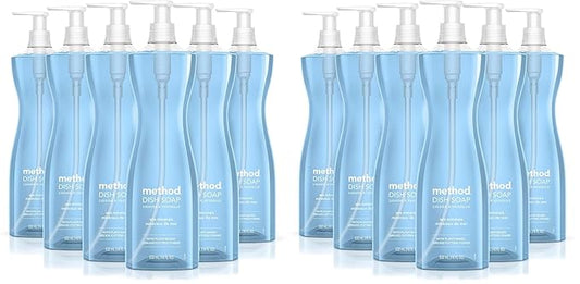 Method Gel Dish Soap,Sea Minerals Scent,Tough on Grease & Stuck-on Food,Cruelty Free Formula,Made with Recycled Plastic,18 Fl Oz,(Pack of 12)