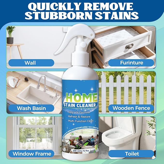 Multipurpose Wall Cleaner Spray – Mold Stain Cleaner for Home Surfaces – Bathrooms, Kitchens, Showers, Basements & Outdoor Areas – Multipurpose Remover for Dirt, Dust, Odor, Oil & Grease