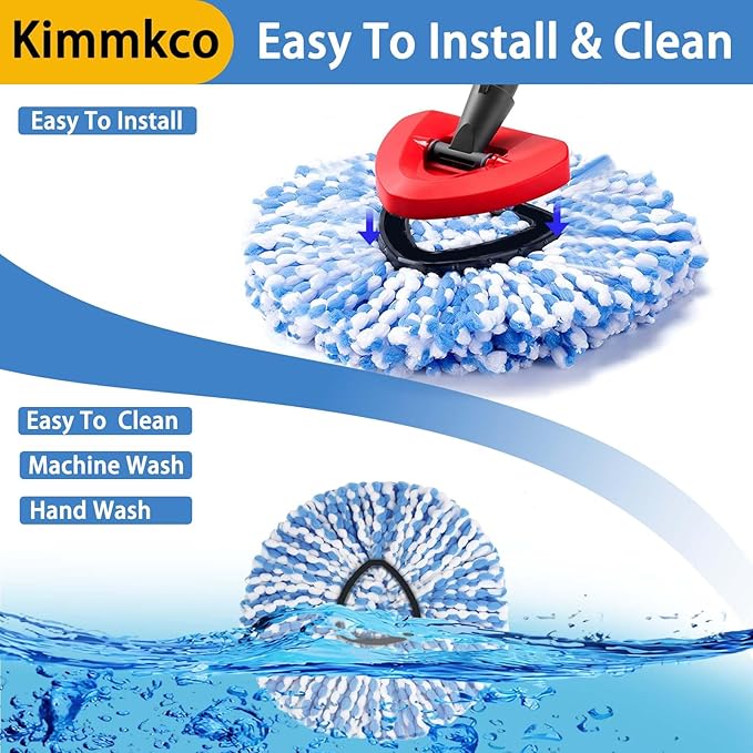 4 Pack Spin Mop Head Replacement for O Cedar RinseClean Spin Mop Refill, Mop Replace Head for Only 2-Tank System, Fluffy Microfiber, Machine Washable