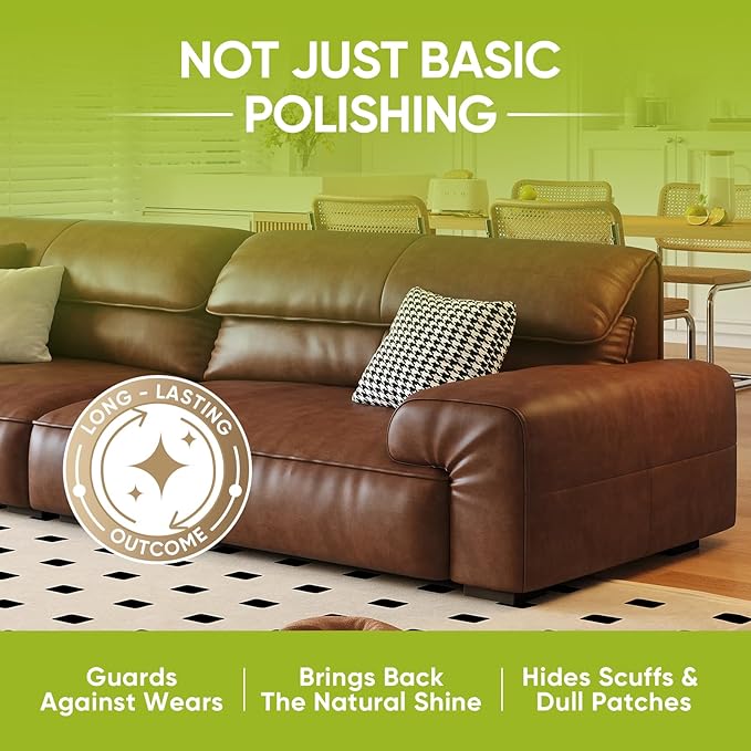 Furniture Salve for Leather & Wood - Polish, Restore & Protect, Vinyl & Wood Surfaces | Leather Conditioner & Repair Salve with Applicator Brush | All-in-One Furniture Polish & Moisturizer 4oz