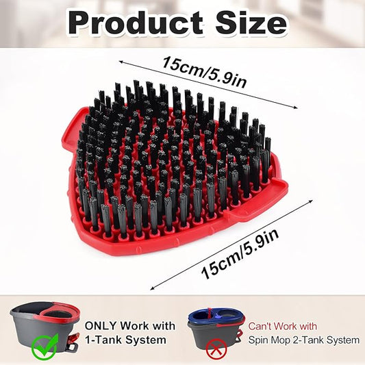 2 Pack Upgrade Scrub Brush Replace Heads Compatible with O Cedar EasyWring 1 Tank Spin Mop, Scrubber Brush Head for Ocedar EasyWring Spin Mop Scrubby Head Brush, More Layers of Bristles to Floor Clean