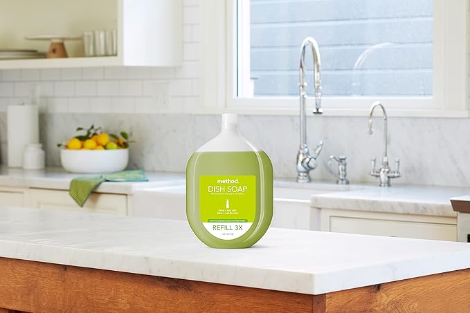 Method Gel Dish Soap Refill, Lime + Sea Salt Scent, Powerful Cleaning Formula, Large Refill Tub, Cuts Through Grease, 54 Fl Oz (Pack of 4)