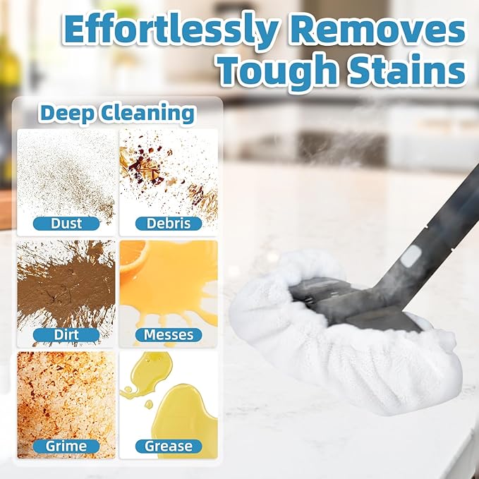 LOVECO 6 Pack Large Bonnets (Rectangle) Steam Mop Pads Compatible with Dupray Steam Cleaner & awasky Steam Cleaner, etc, Reusable Washable Steam Cleaner Accessories for Multi-Surface