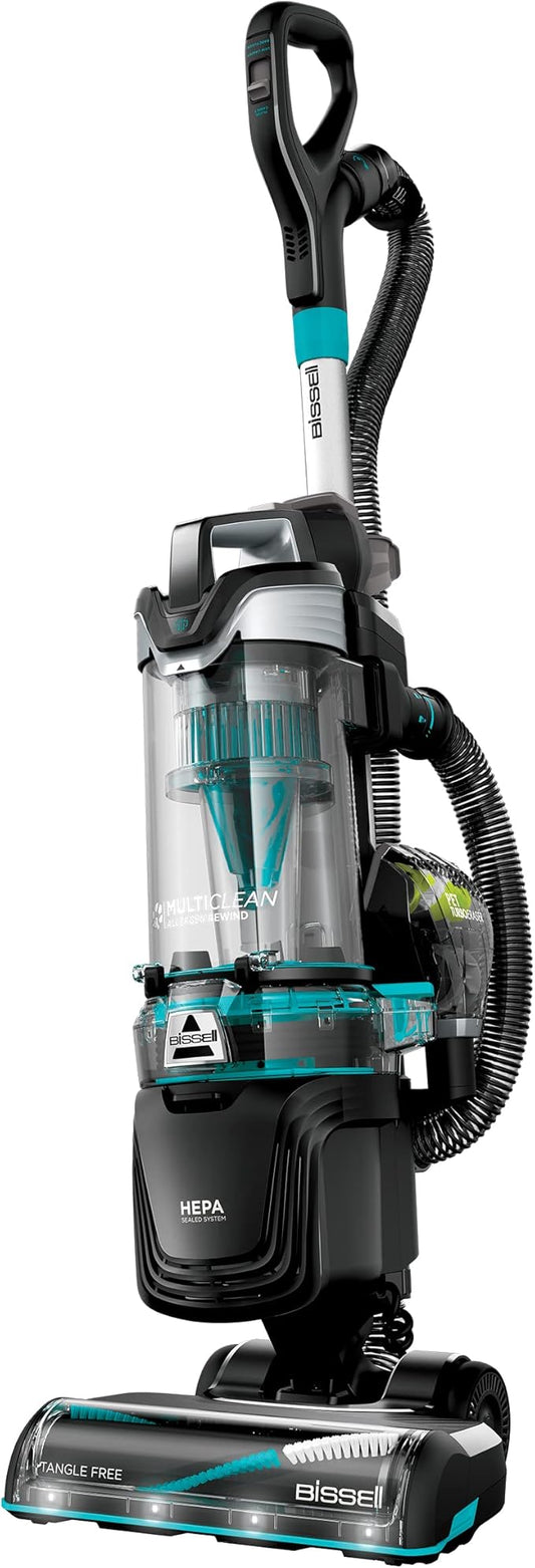 Bissell MultiClean Allergen Rewind Pet Vacuum with HEPA Filter Sealed System, Automatic Cord Rewind, Tangle-Free Brush Roll, & LED Headlights, 3402